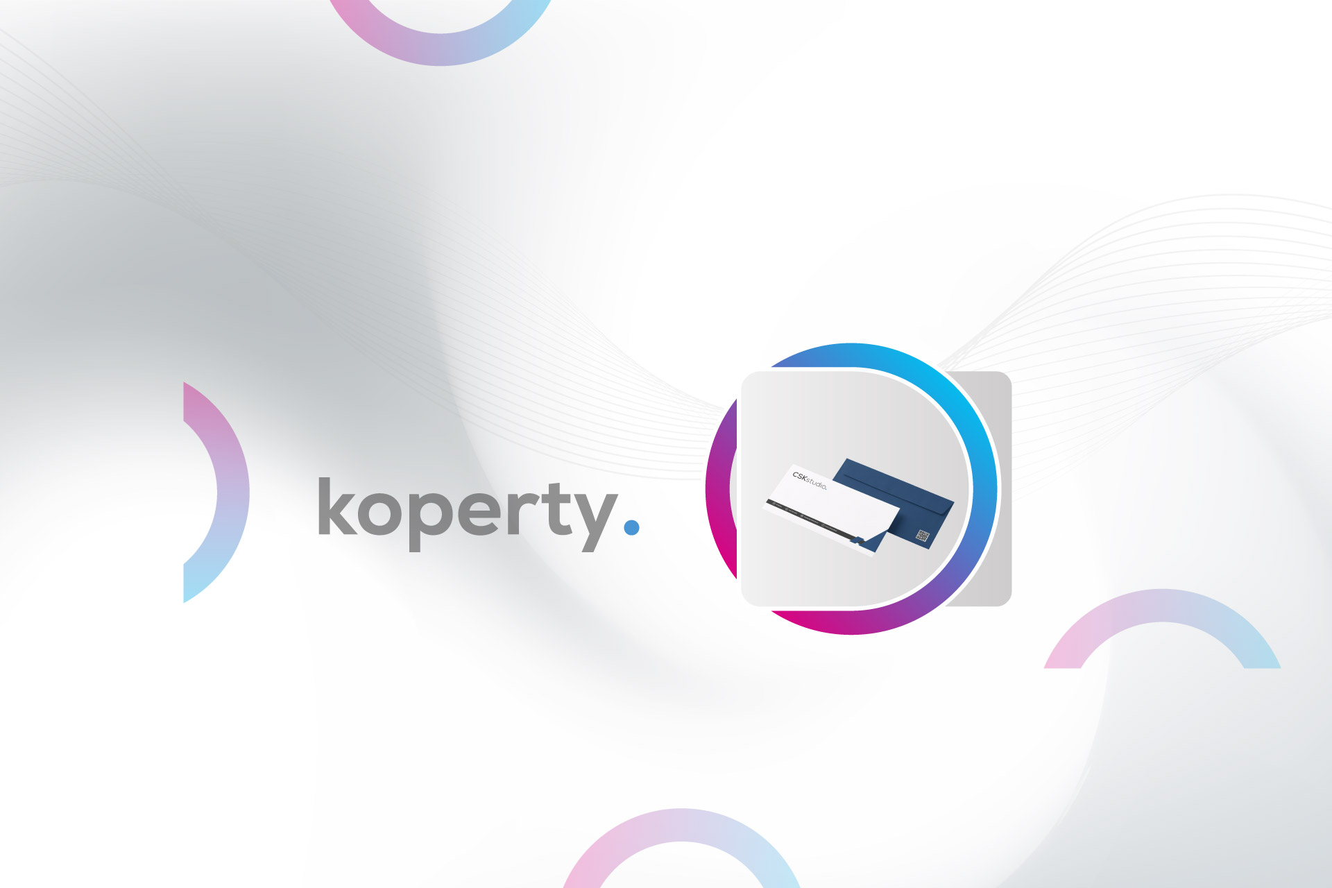 Projekt koperty firmowej z logo jako element spójnej papeterii biznesowej